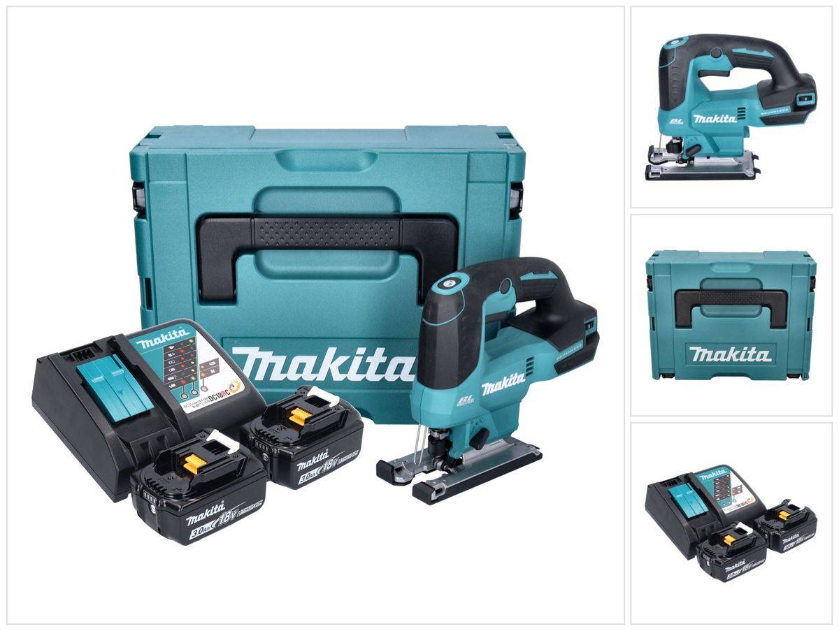 Makita DJV 184 RFJ Akku Pendelhub Stichsäge 18 V Brushless + 2x Akku 3,0 Ah + Ladegerät + Makpac