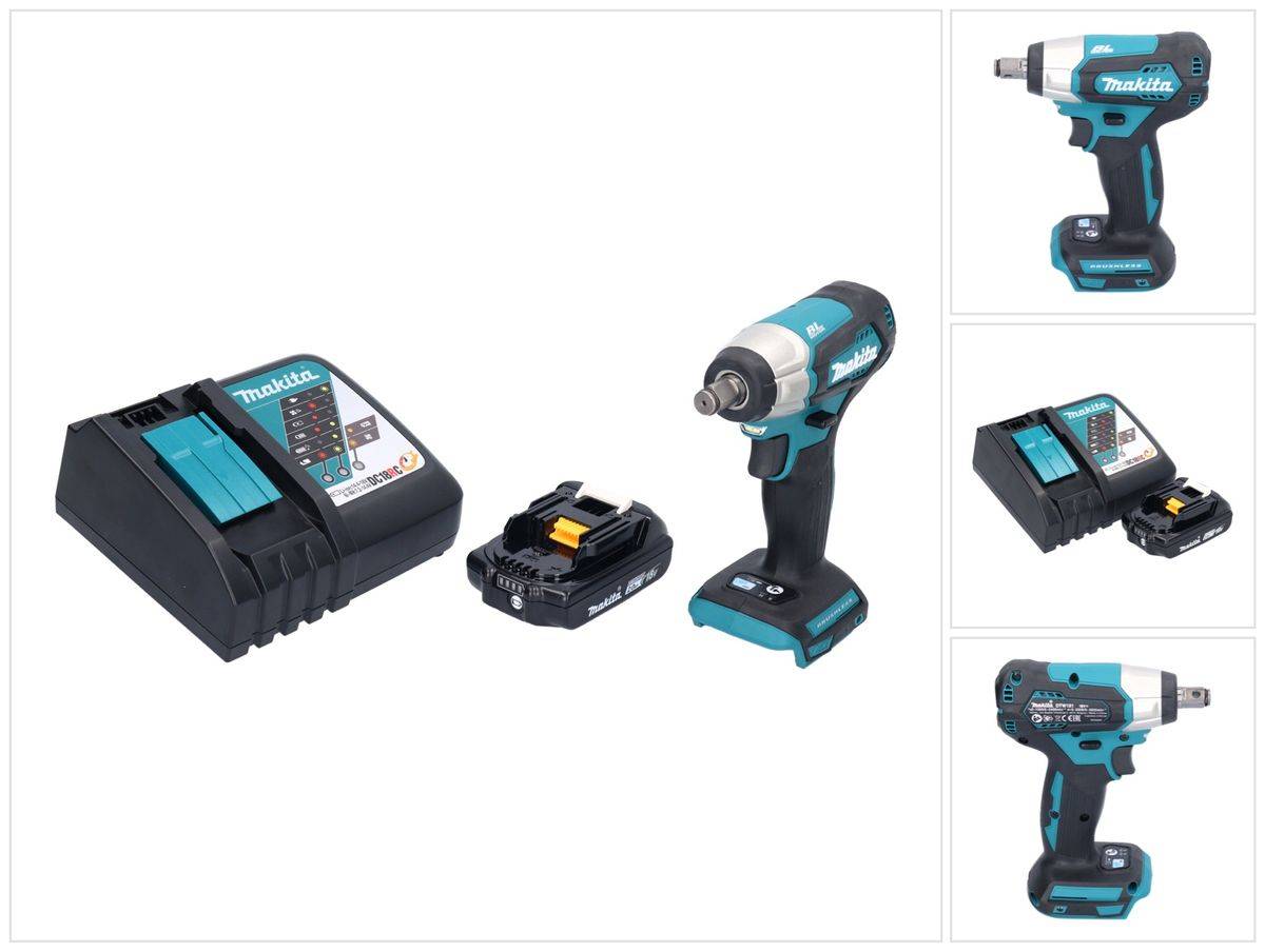 Makita DTW 181 RA1 Akku Schlagschrauber 18 V 210 Nm 1/2" Brushless + 1x Akku 2,0 Ah + Ladegerät