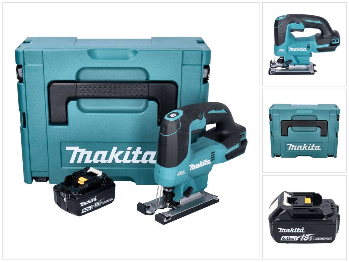 Makita DJV 184 G1J Akku Pendelhub Stichsäge 18 V Brushless + 1x Akku 6,0 Ah + Makpac - ohne Ladegerät