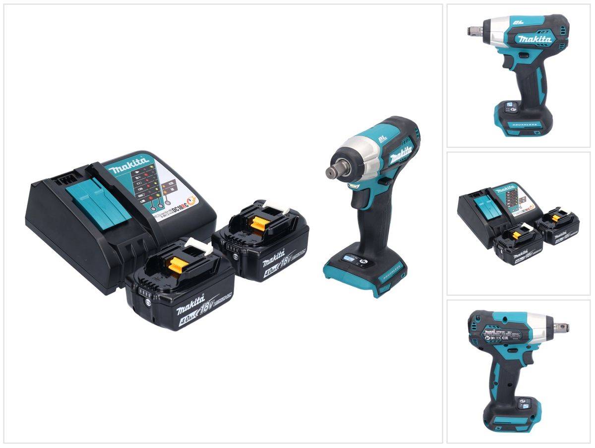 Makita DTW 181 RM Akku Schlagschrauber 18 V 210 Nm 1/2" Brushless + 2x Akku 4,0 Ah + Ladegerät