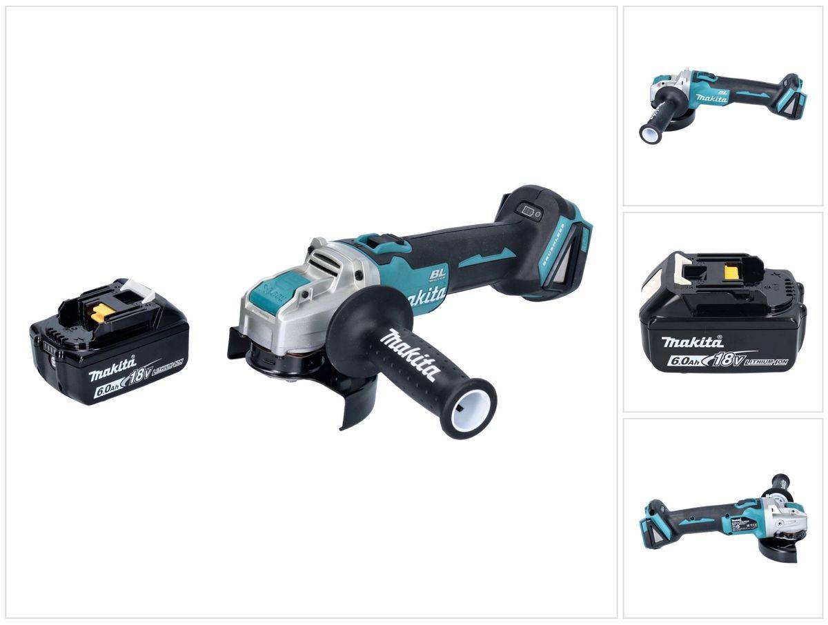 Makita DGA 521 G1X1 Akku Winkelschleifer 18 V 125 mm X-LOCK Brushless + 1x Akku 6,0 Ah - ohne Ladegerät