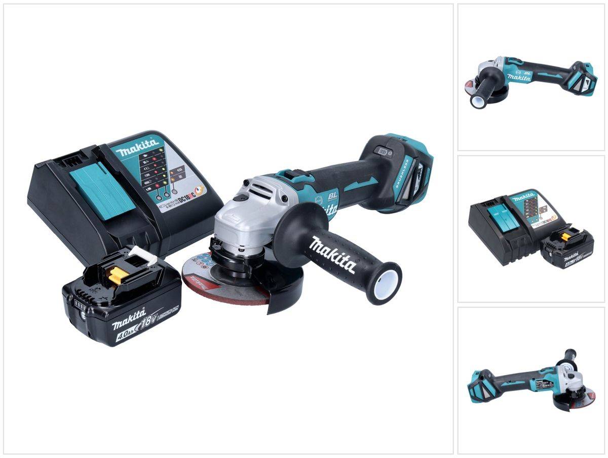 Makita DGA 513 RM1 Akku Winkelschleifer 18 V 125 mm Brushless + 1x Akku 4,0 Ah + Ladegerät