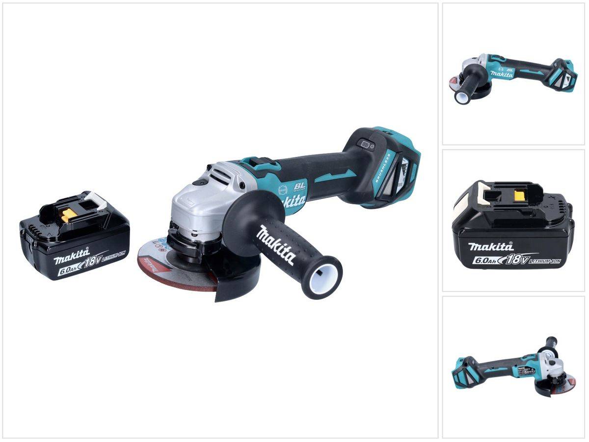 Makita DGA 513 G1 Akku Winkelschleifer 18 V 125 mm Brushless + 1x Akku 6,0 Ah - ohne Ladegerät