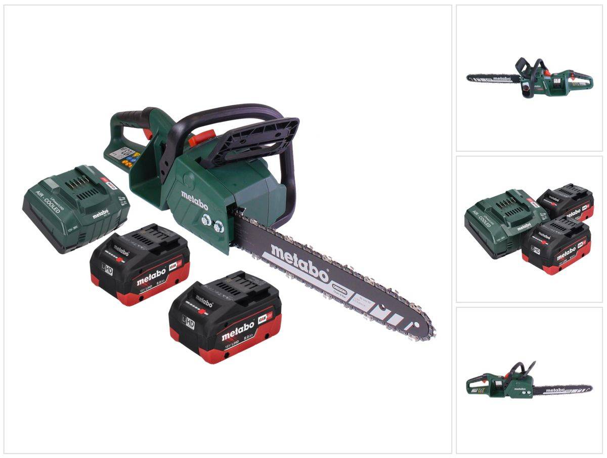 Metabo MS 36-18 LTX BL 40 Akku Kettensäge 36 V ( 2x 18 V ) 40 cm 22 m/s Brushless + 2x Akku 8,0 Ah + Ladegerät