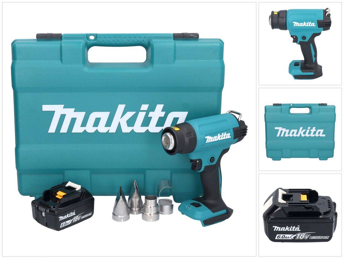 Makita DHG 181 G1K Akku Heißluftgebläse 18 V 150 - 550°C + 1x Akku 6,0 Ah + Koffer - ohne Ladegerät