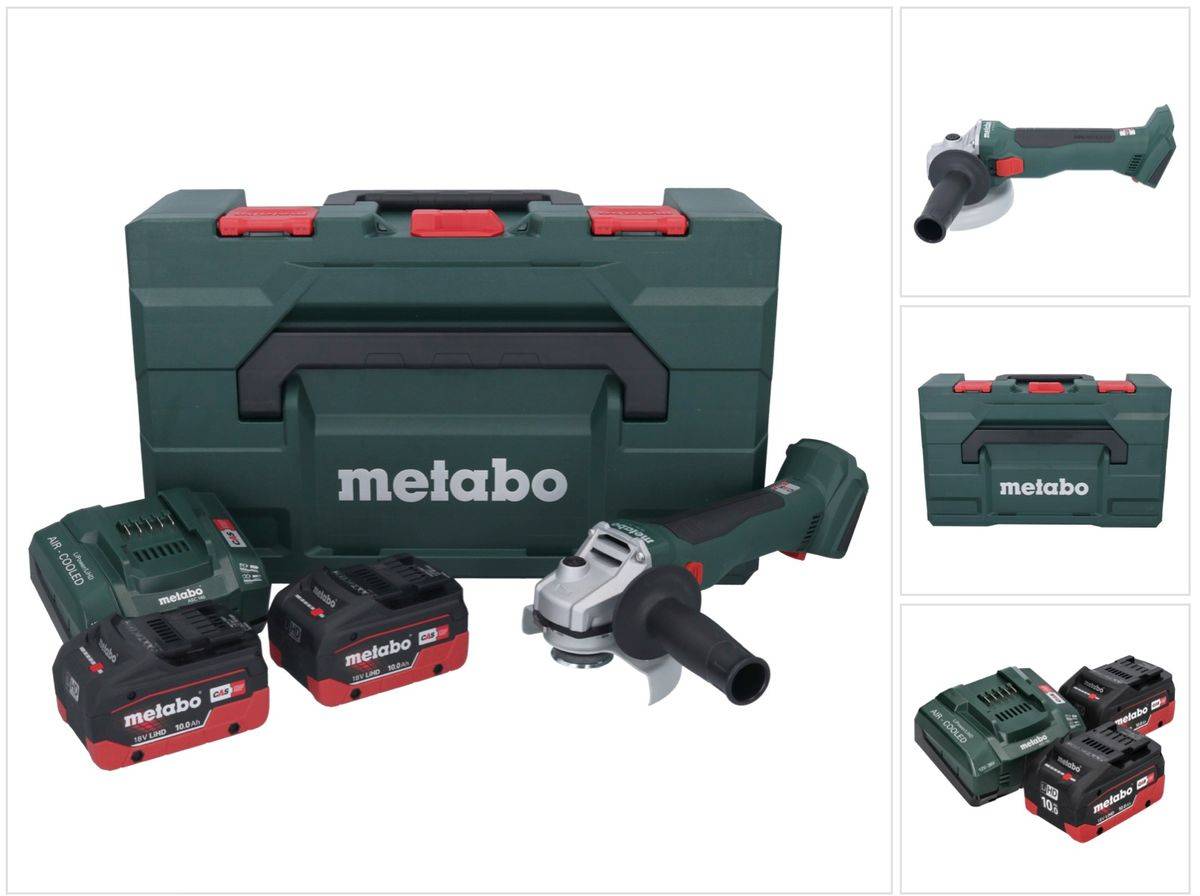 Metabo W 18 L BL 9-125 Akku Winkelschleifer 18 V 125 mm Brushless + 2x Akku 10,0 Ah + Ladegerät + metaBOX