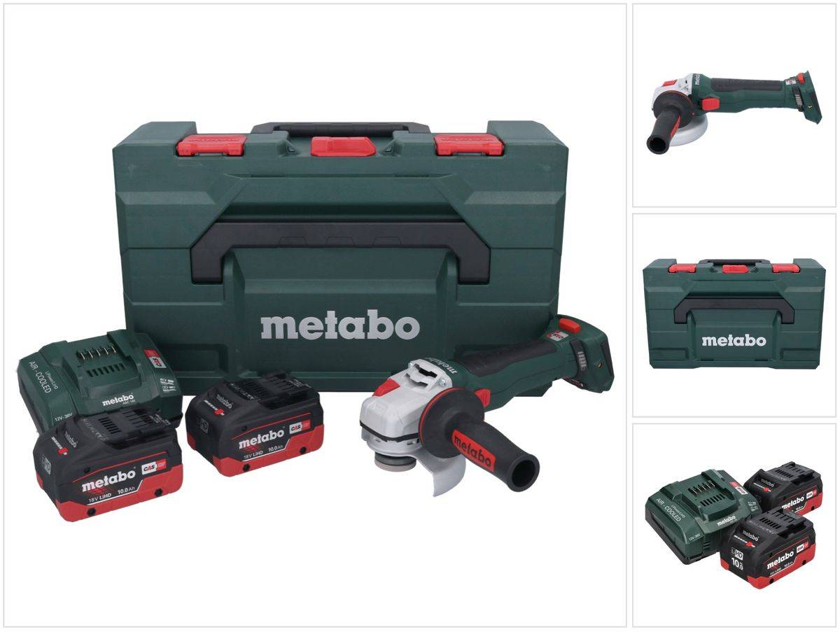 Metabo WB 18 LT BL 11-125 Quick Akku Winkelschleifer 18 V 125 mm Brushless + 2x Akku 10,0 Ah + Ladegerät + metaBOX