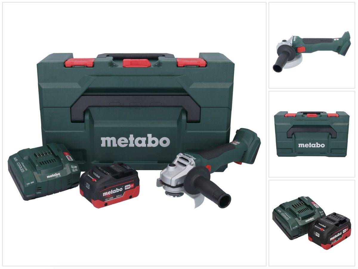 Metabo W 18 L BL 9-125 Akku Winkelschleifer 18 V 125 mm Brushless + 1x Akku 8,0 Ah + Ladegerät + metaBOX