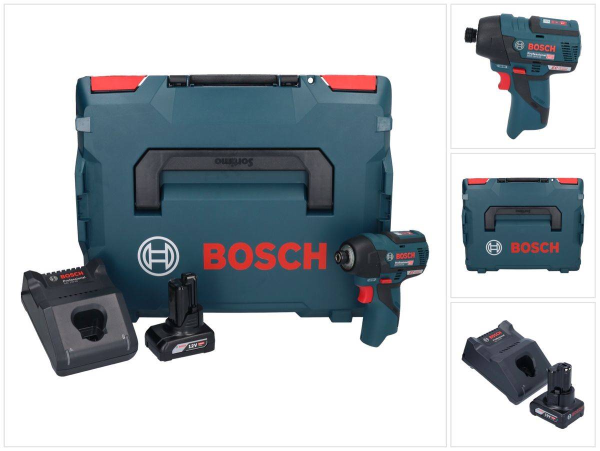 Bosch GDR 12V-110 Professional Akku Drehschlagschrauber 12 V 110 Nm 1/4" Brushless + 1x Akku 6,0 Ah + Ladegerät + L-Boxx