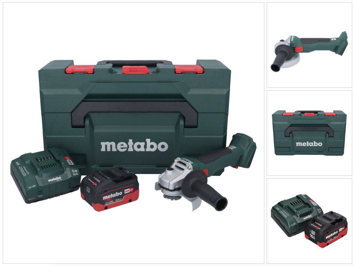 Metabo W 18 L BL 9-125 Akku Winkelschleifer 18 V 125 mm Brushless + 1x Akku 10,0 Ah + Ladegerät + metaBOX