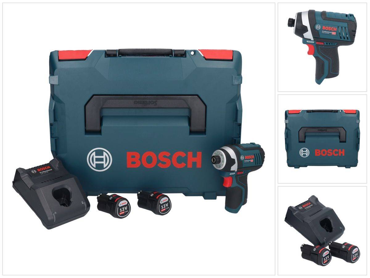 Bosch GDR 12V-105 Professional Akku Drehschlagschrauber 12 V 105 Nm 1/4" ( 06019A6977 ) + 2x Akku 2,0 Ah + Ladegerät + L-Boxx