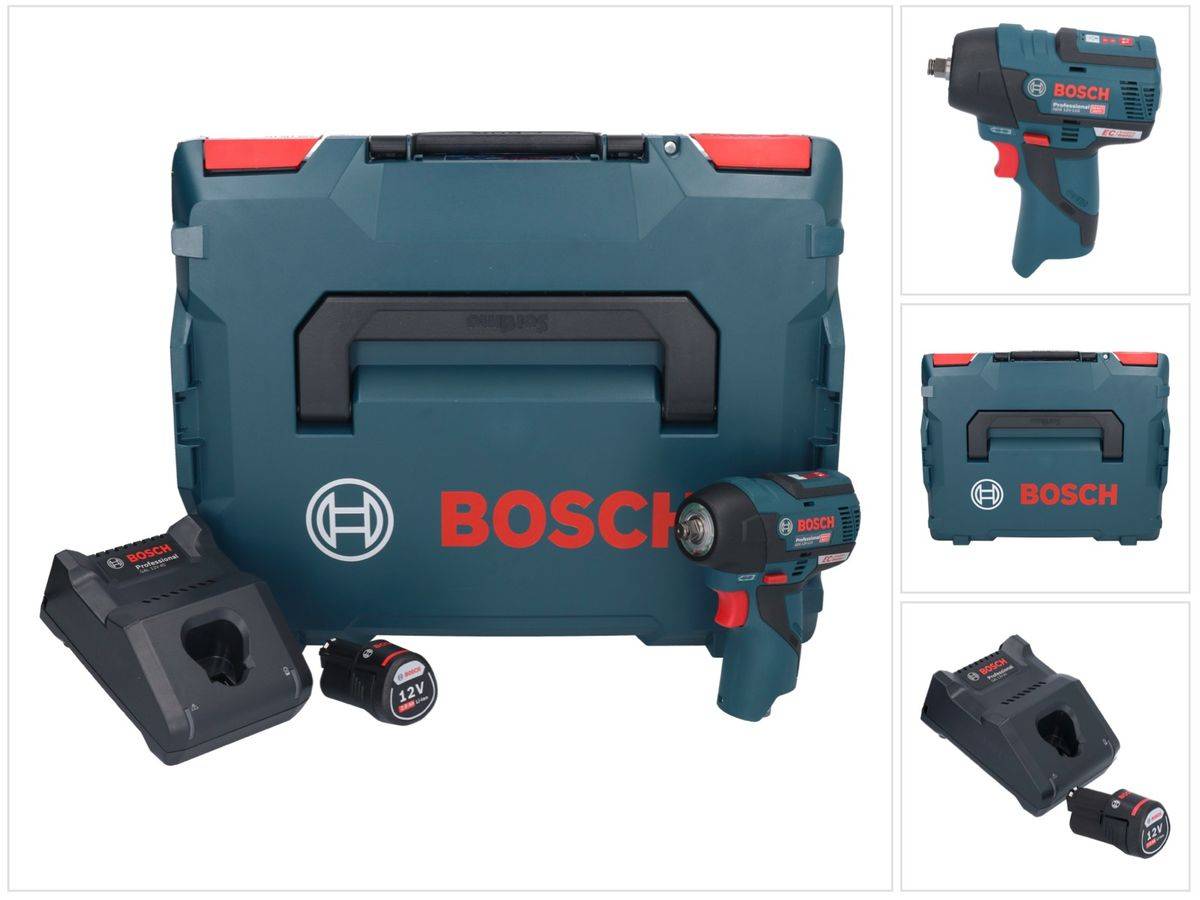 Bosch GDS 12V-115 Professional Akku Drehschlagschrauber 12 V 115 Nm 3/8" Brushless + 1x Akku 2,0 Ah + Ladegerät + L-Boxx
