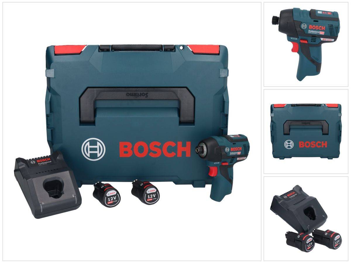 Bosch GDR 12V-110 Professional Akku Drehschlagschrauber 12 V 110 Nm 1/4" Brushless + 2x Akku 2,0 Ah + Ladegerät + L-Boxx