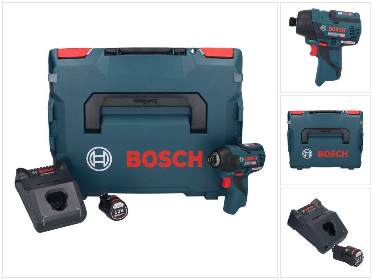 Bosch GDR 12V-110 Professional Akku Drehschlagschrauber 12 V 110 Nm 1/4" Brushless + 1x Akku 2,0 Ah + Ladegerät + L-Boxx