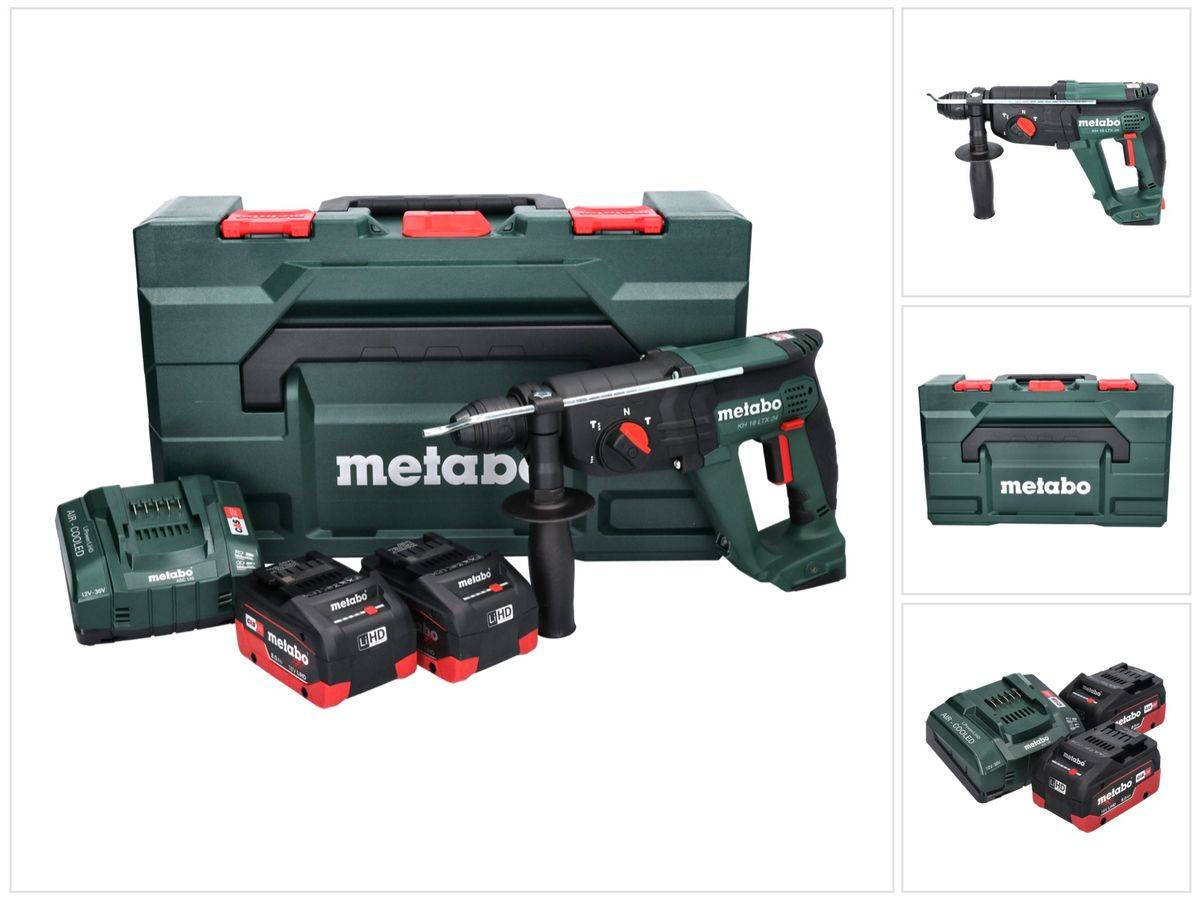 Metabo KH 18 LTX 24 Akku Kombihammer 18 V 2,1 J SDS plus + 2x Akku 8,0 Ah + Ladegerät + metaBOX