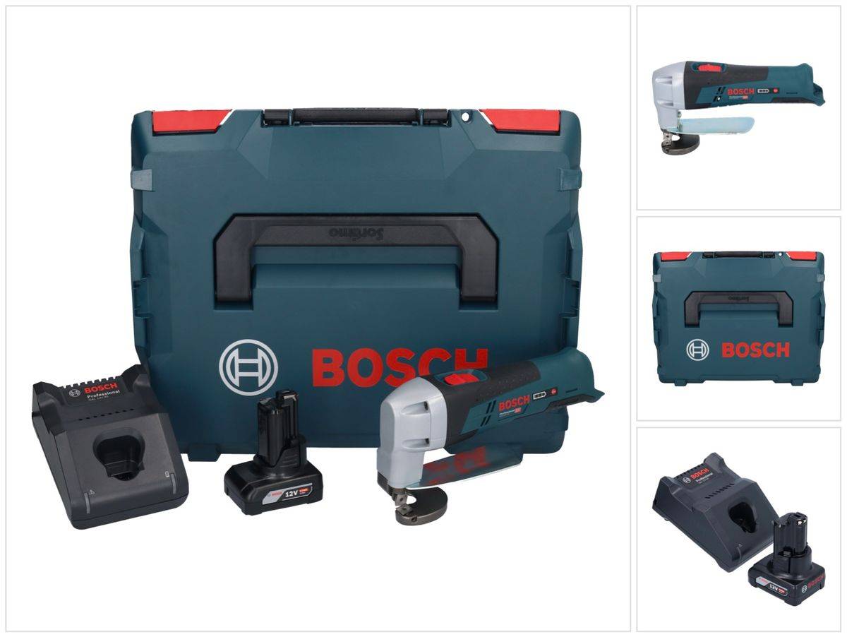 Bosch GSC 12V-13 Professional Akku Blechschere 12 V + 1x Akku 6,0 Ah + Ladegerät + L-Boxx