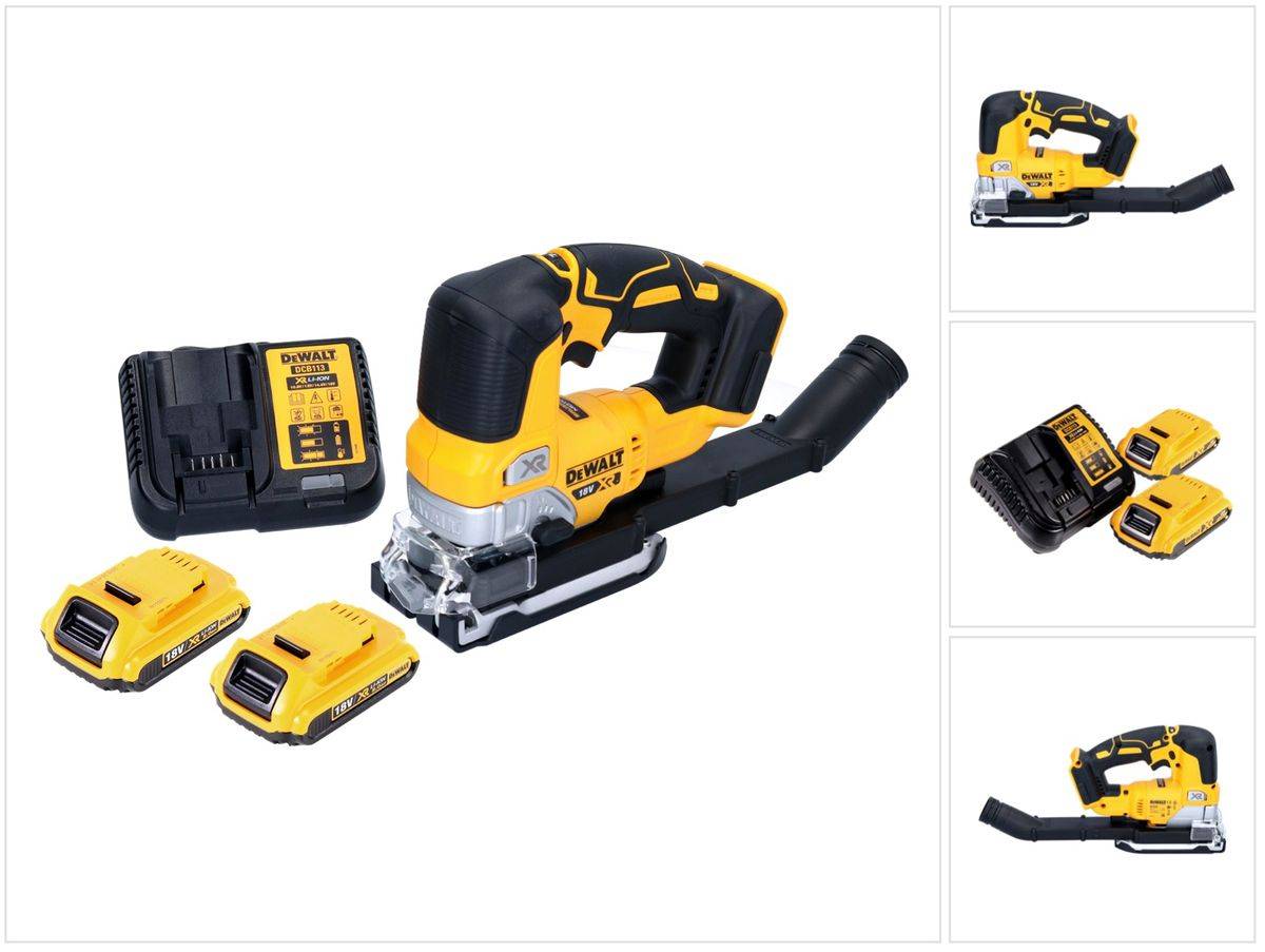 DeWalt DCS 334 D2 Akku Pendelhub Stichsäge 18 V Brushless + 2x Akku 2,0 Ah + Ladegerät