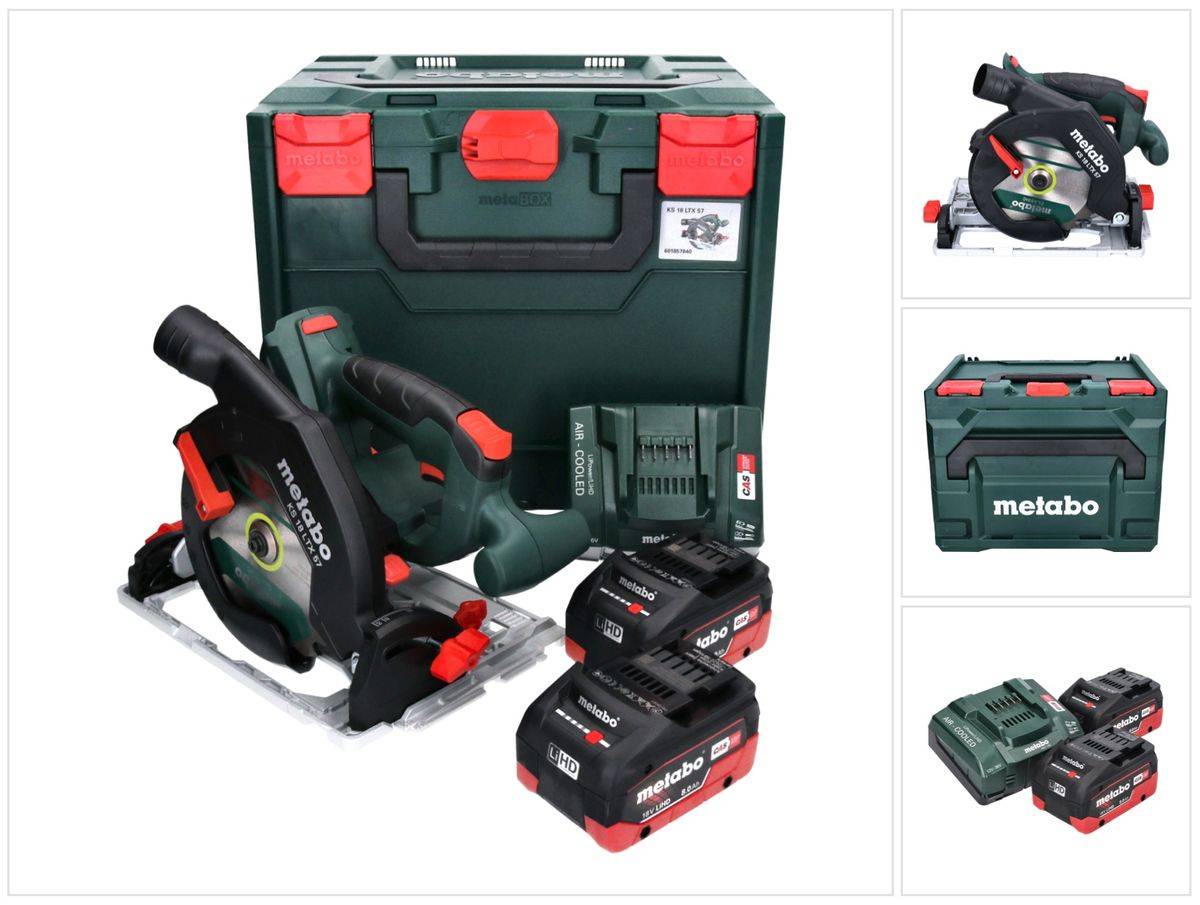 Metabo KS 18 LTX 57 Akku Handkreissäge 18 V 165 mm + 2x Akku 8,0 Ah + Ladegerät + metaBOX ( 601857810 )