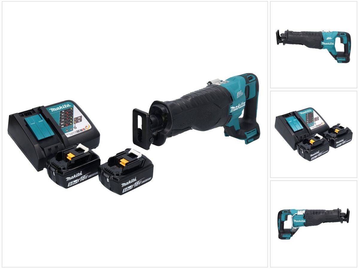 Makita DJR 187 RT Akku Reciprosäge Säbelsäge 18 V Brushless + 2x Akku 5,0 Ah + Ladegerät