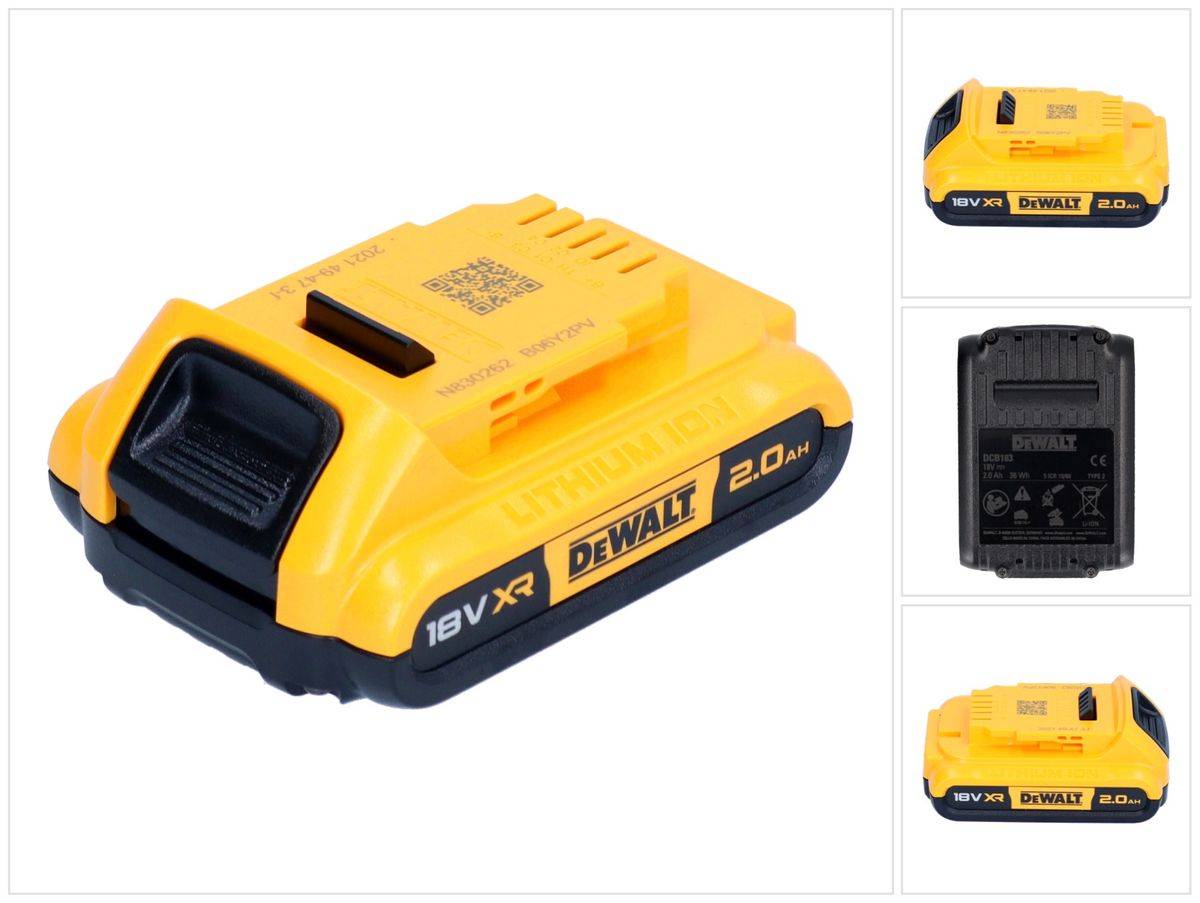DeWalt DCB 183 Akkupack 18 V 2,0 Ah / 2000 mAh XR Li-Ion Akku - mit Ladestandanzeige