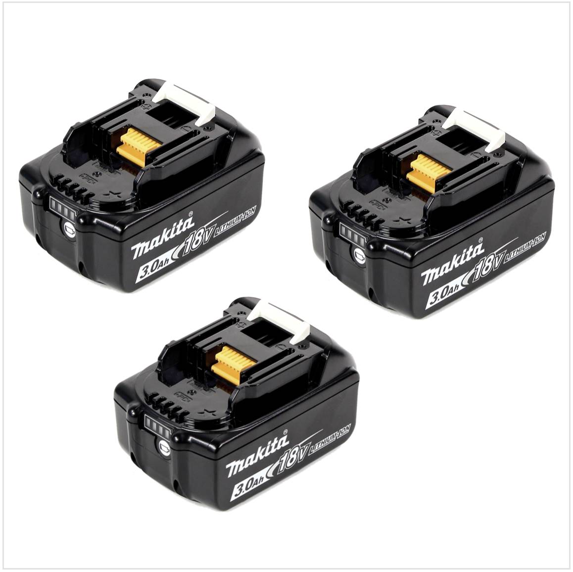 3x Makita BL 1830 B 18V - 3 Ah / 3000 mAh Li-Ion Akku mit LED Anzeige - original, kein Nachbau
