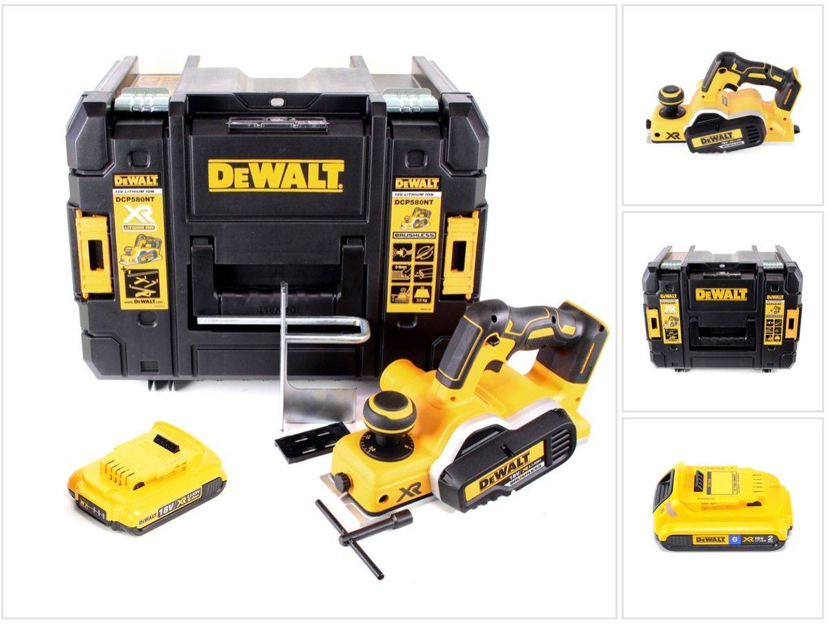DeWalt DCP 580 NT Akku Hobel 18V 82mm + 1x Akku 2,0Ah + TSTAK - ohne Ladegerät