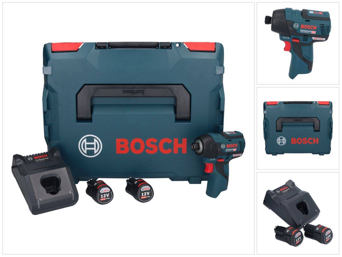 Bosch GDR 12V-110 Professional Akku Drehschlagschrauber 12 V 110 Nm 1/4" Brushless ( 06019E0005 ) + 2x Akku 3,0 Ah + Ladegerät + L-Boxx