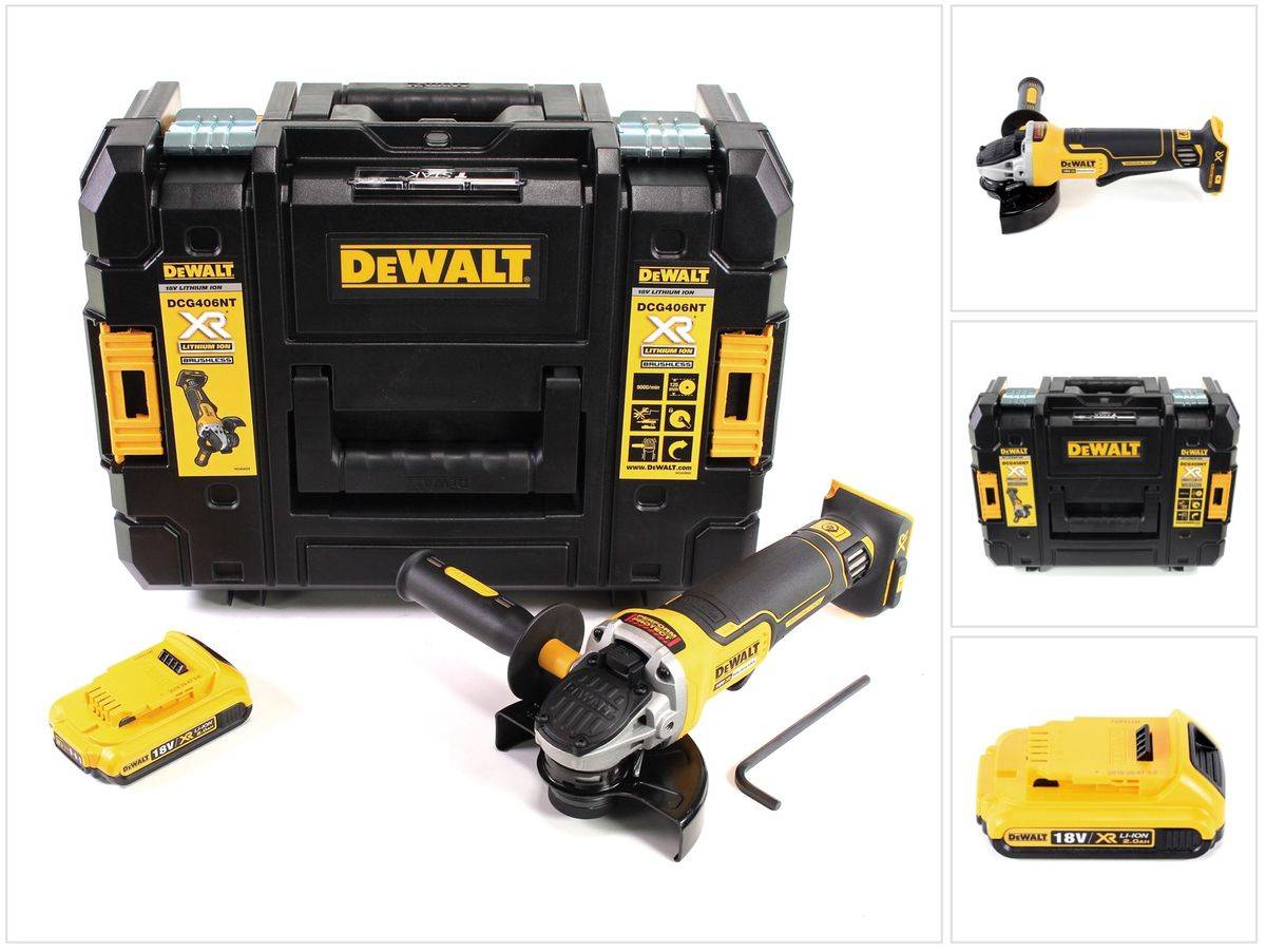 DeWalt DCG 406 NT Akku Winkelschleifer 18V 125mm Brushless + 1x Akku 2,0Ah + TSTAK - ohne Ladegerät