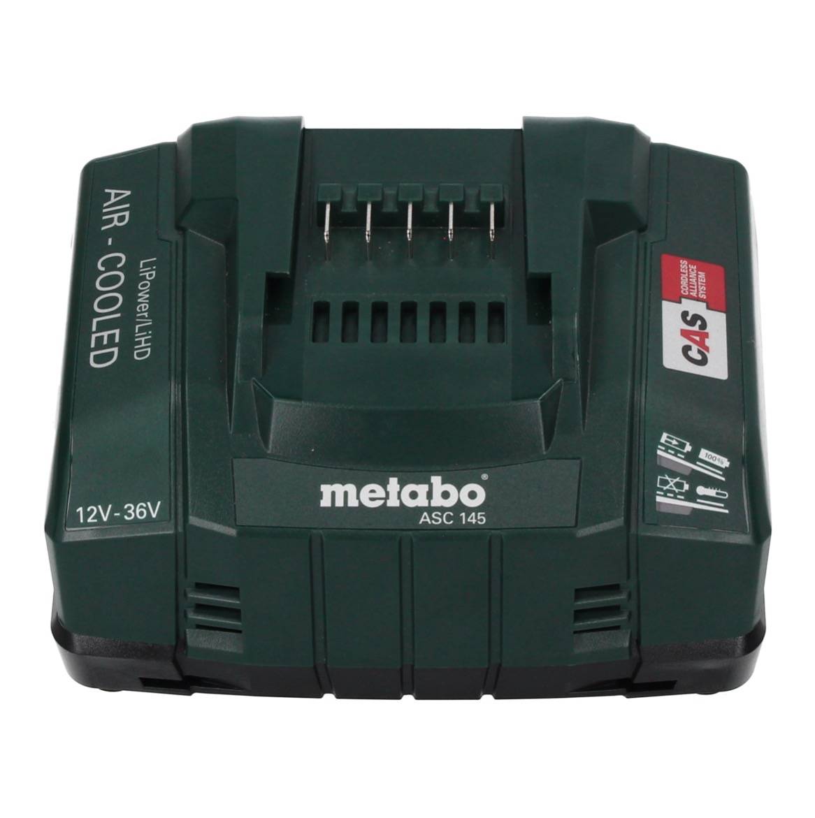 Metabo Basis Set 2x Li-Power Akkupack 18 V 8,0 Ah CAS Li-Ion Akku ( 685131590 ) + Ladegerät ASC 145 + metaBOX