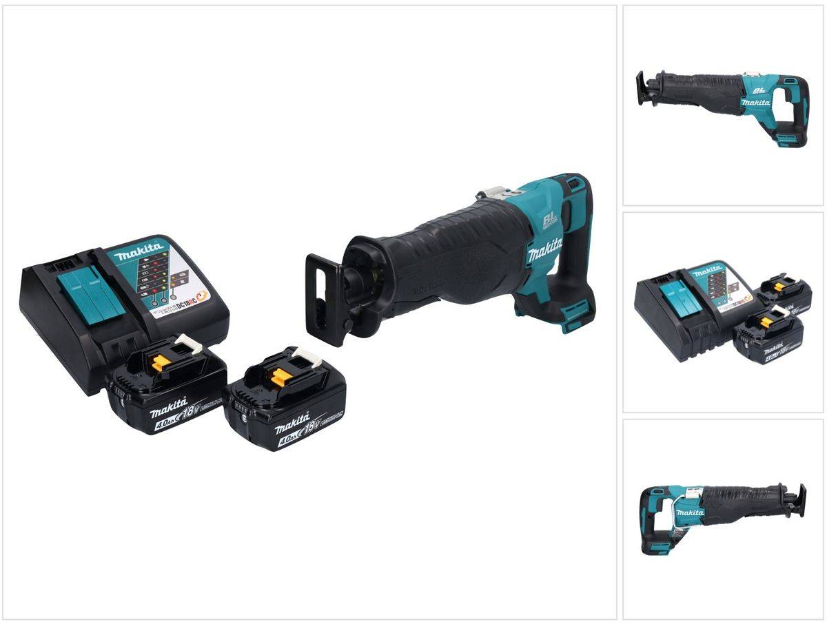 Makita DJR 187 RM Akku Reciprosäge Säbelsäge 18 V Brushless + 2x Akku 4,0 Ah + Ladegerät