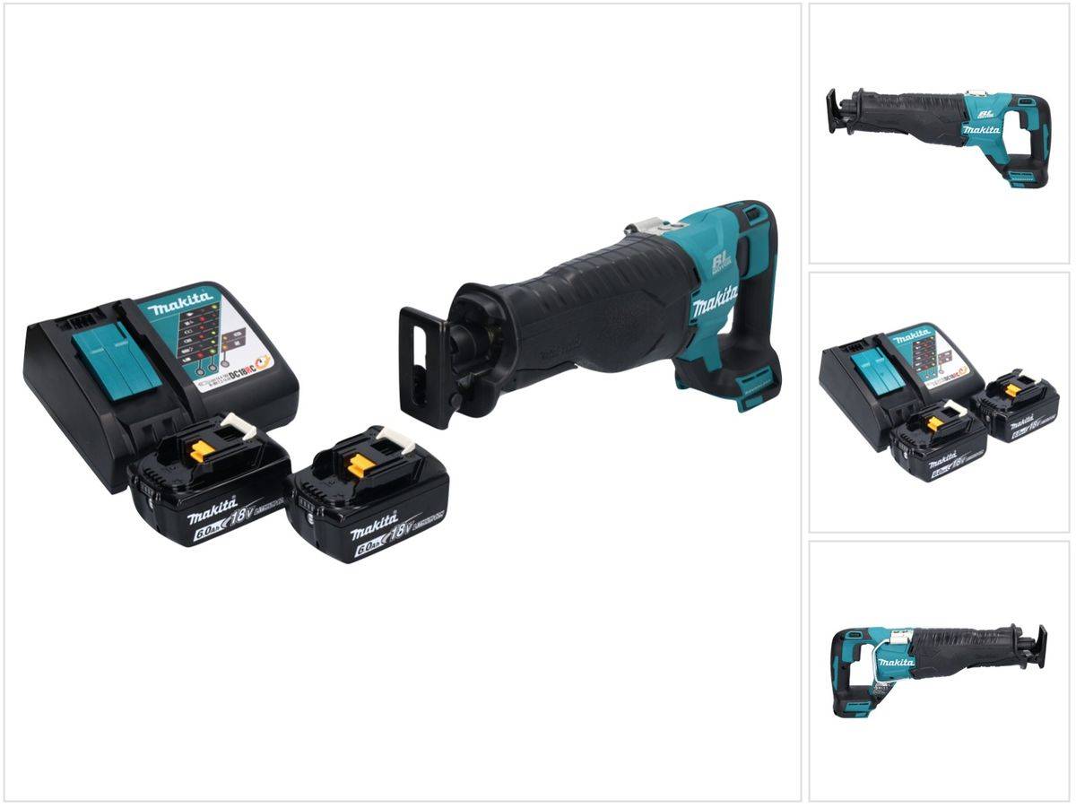 Makita DJR 187 RG Akku Reciprosäge Säbelsäge 18 V Brushless + 2x Akku 6,0 Ah + Ladegerät