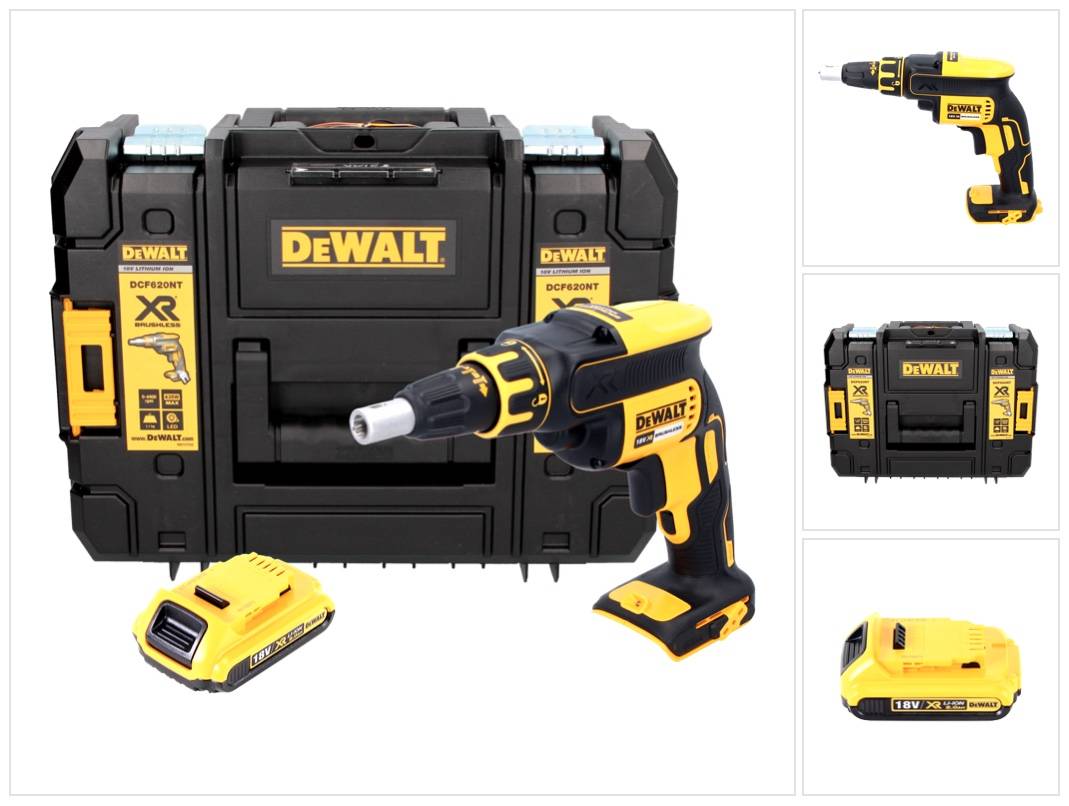 DeWalt DCF 620 NT Akku Trockenbauschrauber 18 V 30 Nm Brushless + 1x Akku 2,0 Ah + TSTAK - ohne Ladegerät