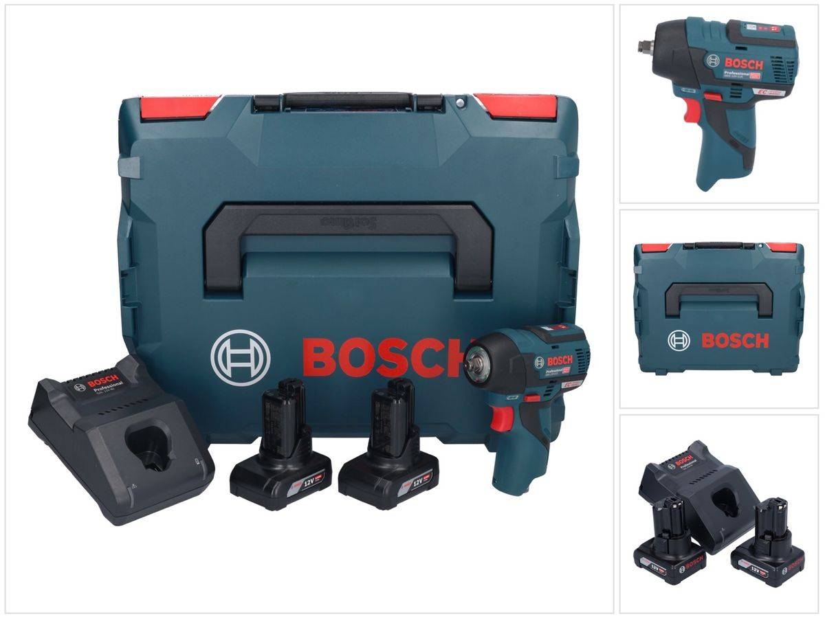 Bosch GDS 12V-115 Professional Akku Drehschlagschrauber 12 V 115 Nm 3/8" Brushless + 2x Akku 6,0 Ah + Ladegerät + L-Boxx