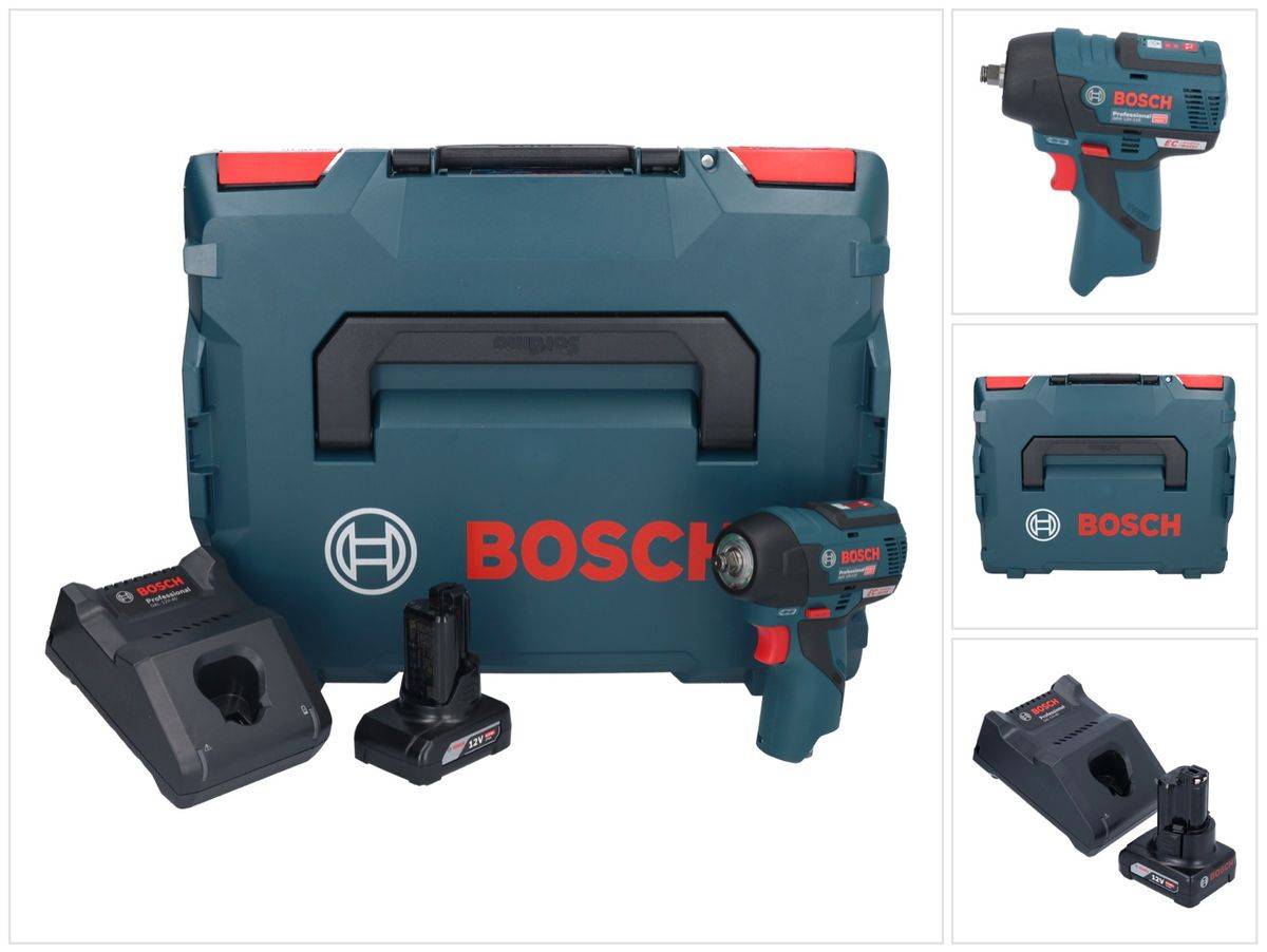 Bosch GDS 12V-115 Professional Akku Drehschlagschrauber 12 V 115 Nm 3/8" Brushless + 1x Akku 6,0 Ah + Ladegerät + L-Boxx
