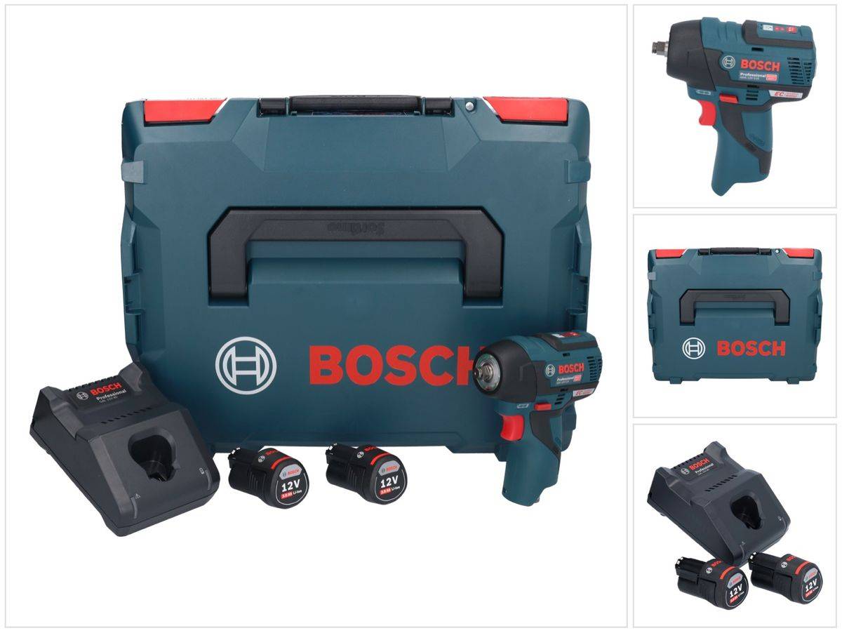 Bosch GDS 12V-115 Professional Akku Drehschlagschrauber 12 V 115 Nm 3/8" Brushless ( 06019E0103 ) + 2x Akku 3,0 Ah + Ladegerät + L-Boxx