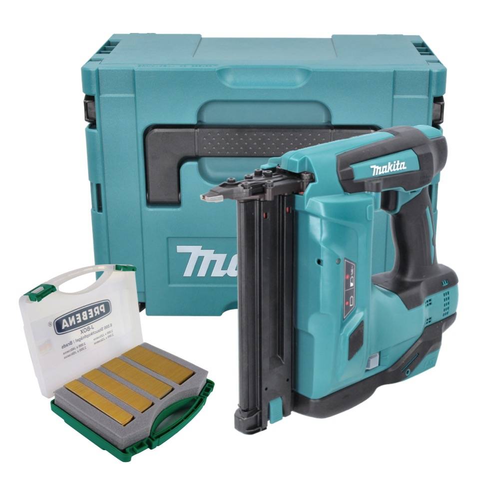 Makita DBN 500 ZJ Akku Stauchkopfnagler 18 V 15-50 mm + Makpac + Stauchkopfnägel J-Box 8000 Stück - ohne Akku, ohne Ladegerät