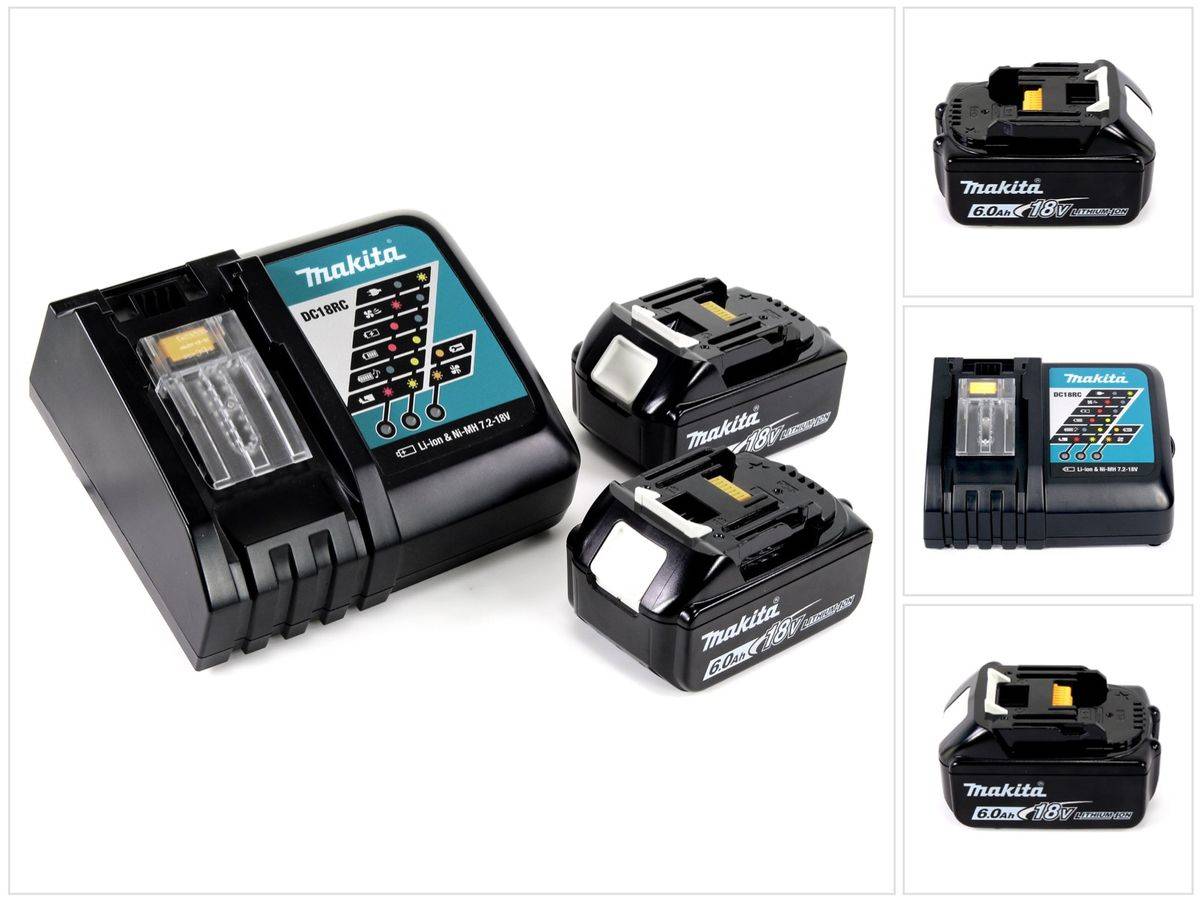 Makita Power Source Kit Li 18V mit 2x BL1860B Akku 6,0Ah + DC18RC Ladegerät ( 199480-6 )