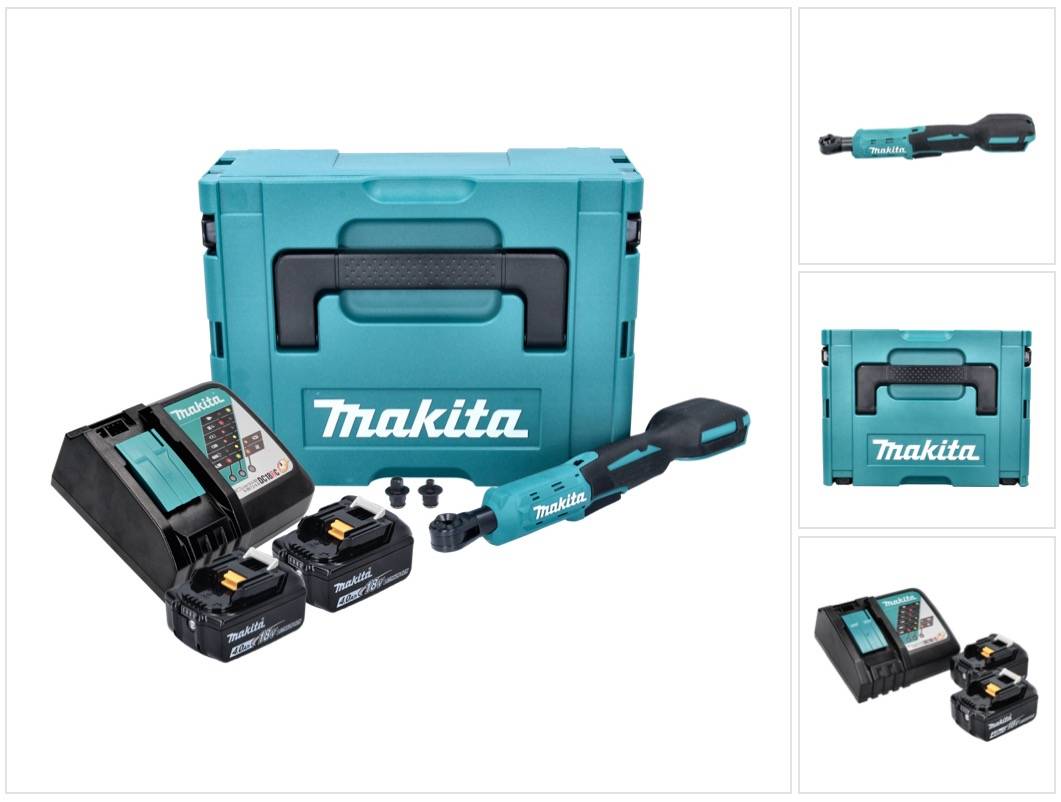 Makita DWR 180 RMJ Akku Ratschenschrauber 18 V 47,5 Nm 1/4" 3/8" + 2x Akku 4,0 Ah + Ladegerät + Makpac