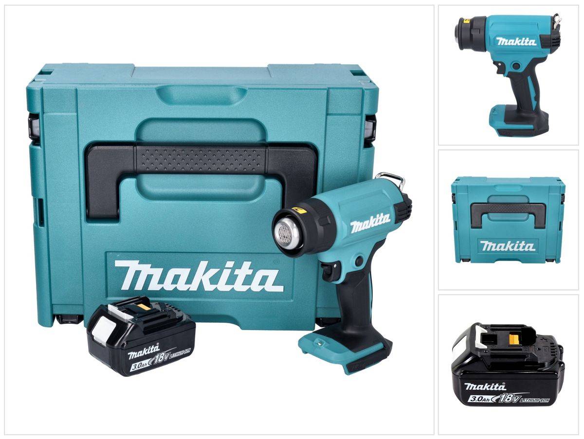 Makita DHG 180 F1J Akku Heißluftgebläse 18 V 550 °C + 1x Akku 3,0 Ah + Makpac - ohne Ladegerät