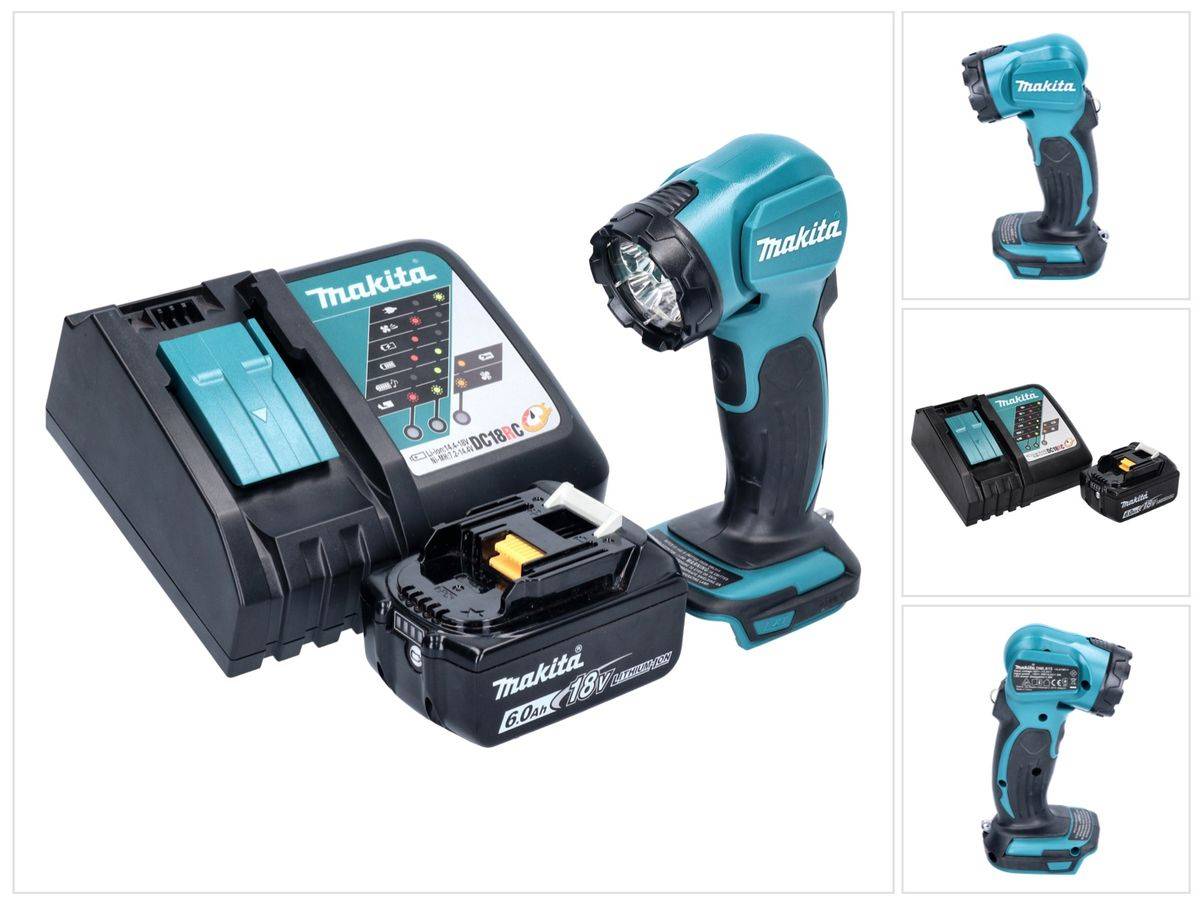 Makita DEADML 815 RG1 LED Akku Handleuchte 14,4 - 18 V 160 lm + 1x Akku 6,0 Ah + Ladegerät