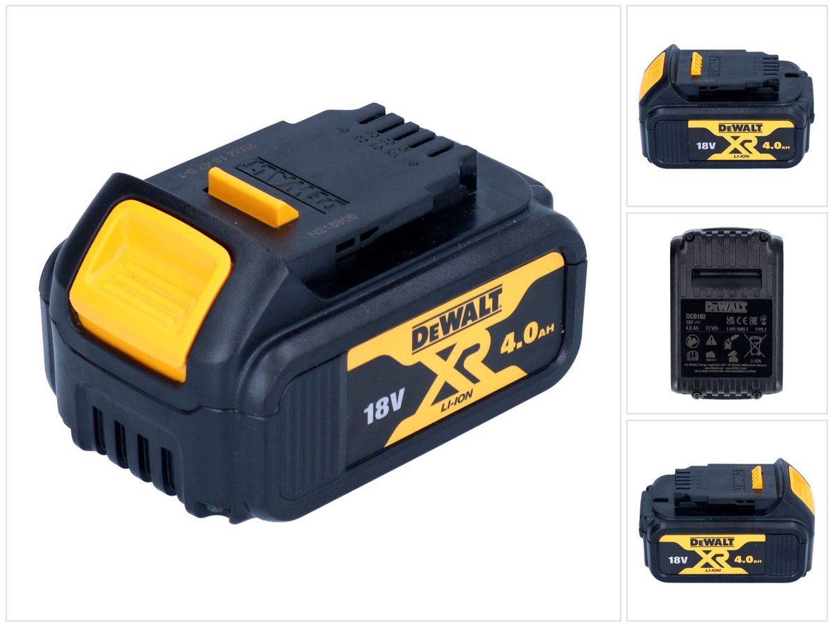 DeWalt DCB 182 Akkupack 18 V 4,0 Ah / 4000 mAh XR Li-Ion Akku - mit Ladestandanzeige