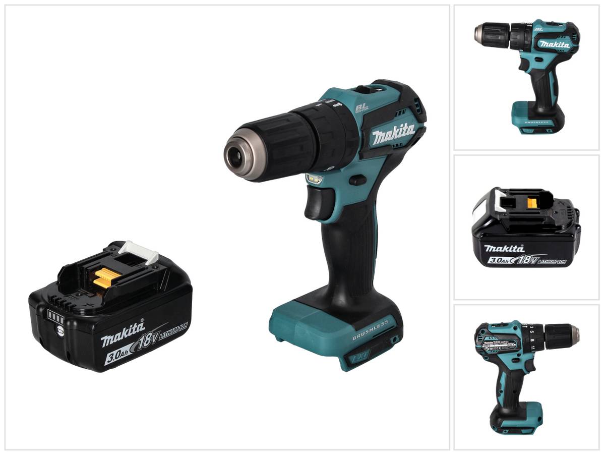 Makita DHP 483 F1 Akku Schlagbohrschrauber 18 V 40 Nm Brushless + 1x Akku 3,0 Ah - ohne Ladegerät