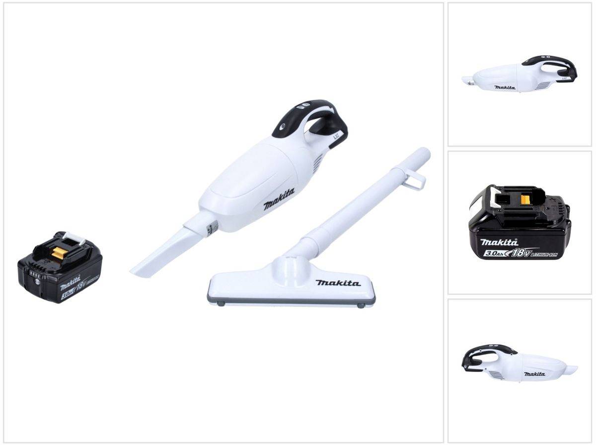 Makita DCL 181 FF1 W Akku Staubsauger 18 V Weiß + 1x Akku 3,0 Ah - ohne Ladegerät