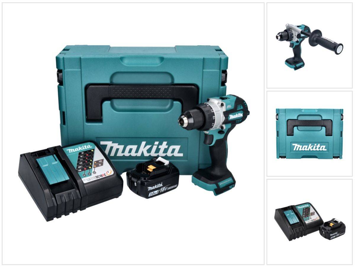 Makita DHP 486 RF1J Akku Schlagbohrschrauber 18 V 130 Nm Brushless + 1x Akku 3,0 Ah + Ladegerät + Makpac