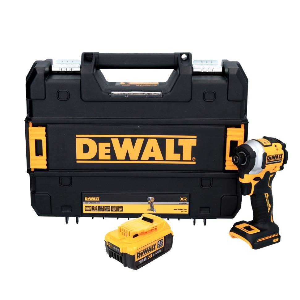 DeWalt DCF 850 Akku Schlagschrauber 18 V 205 Nm 1/4" Brushless + 1x Akku 4,0 Ah + TSTAK - ohne Ladegerät