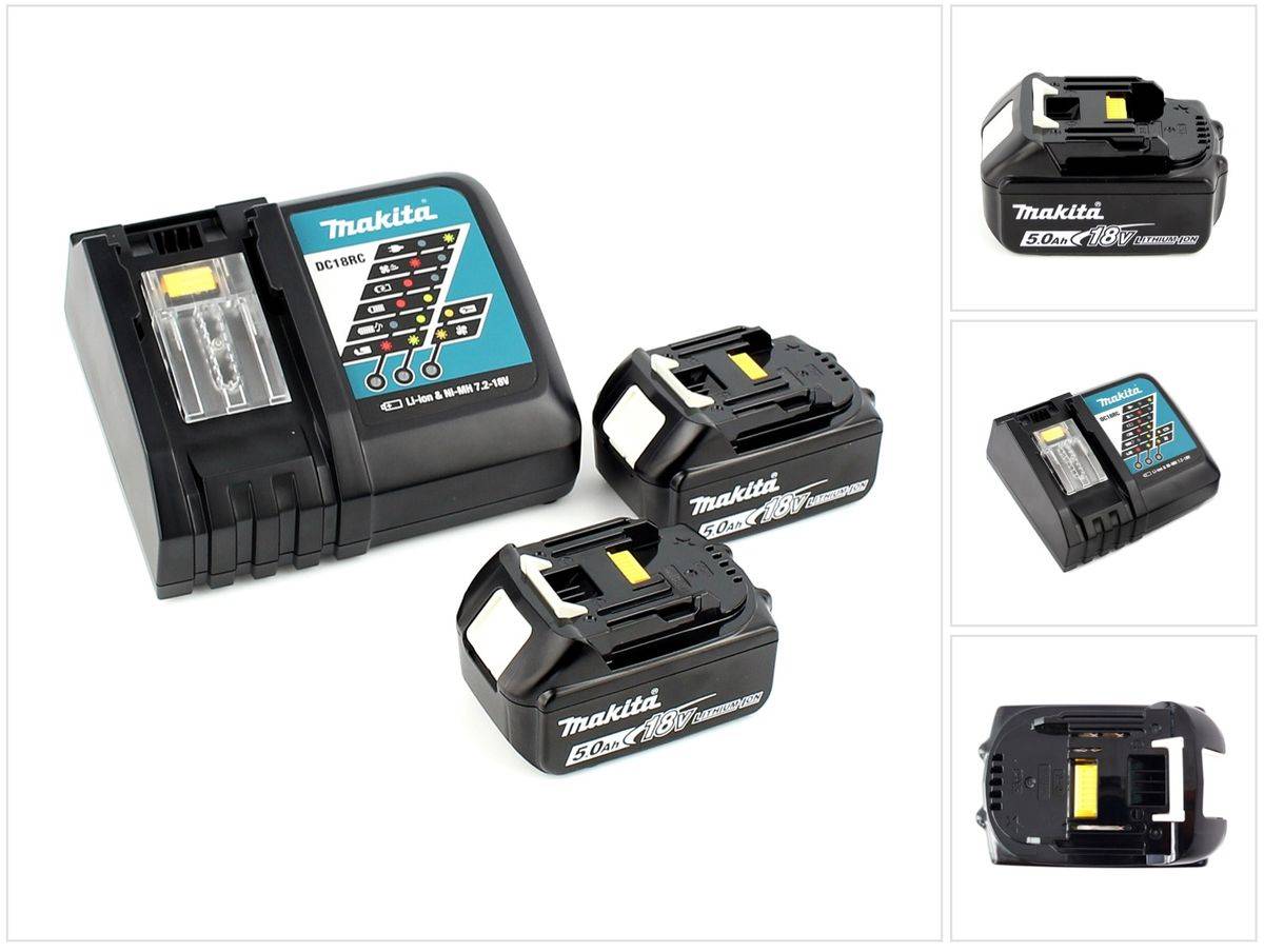 Makita Power Source Kit Li 18V mit 2x BL1850B Akku 5,0Ah + DC18RC Ladegerät ( 197570-9 )