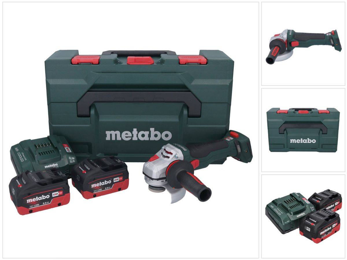 Metabo WB 18 LTX BL 15-125 Quick Akku Winkelschleifer 18 V 125 mm Brushless + 2x Akku 8,0 Ah + Ladegerät + metaBOX