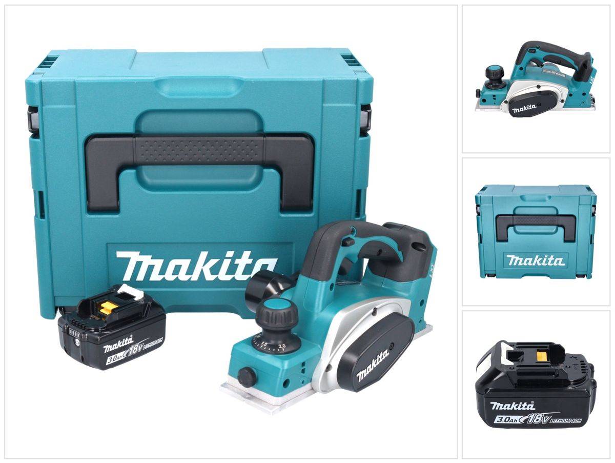 Makita DKP 180 F1J Akku Hobel 18 V 82 mm + 1x Akku 3,0 Ah + Makpac - ohne Ladegerät