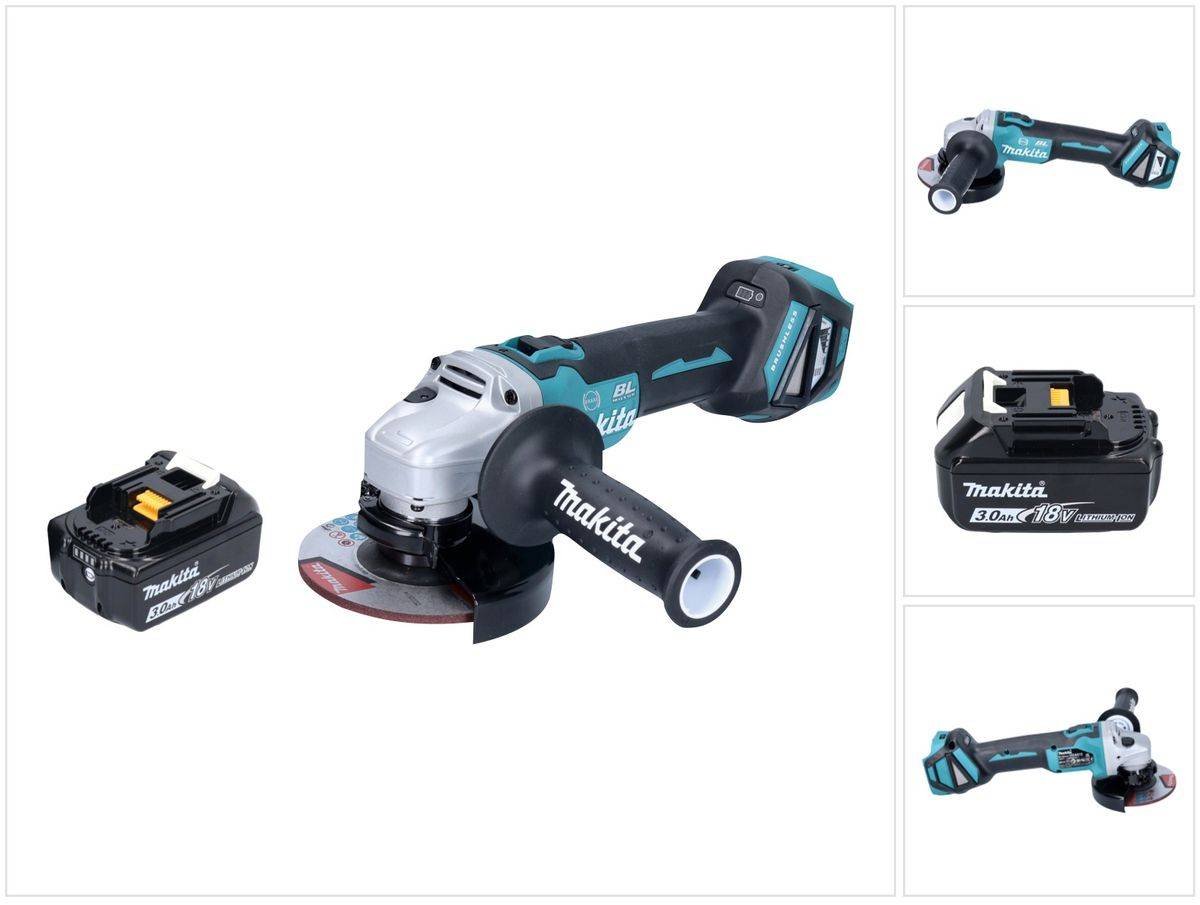 Makita DGA 513 F1 Akku Winkelschleifer 18 V 125 mm Brushless + 1x Akku 3,0 Ah - ohne Ladegerät