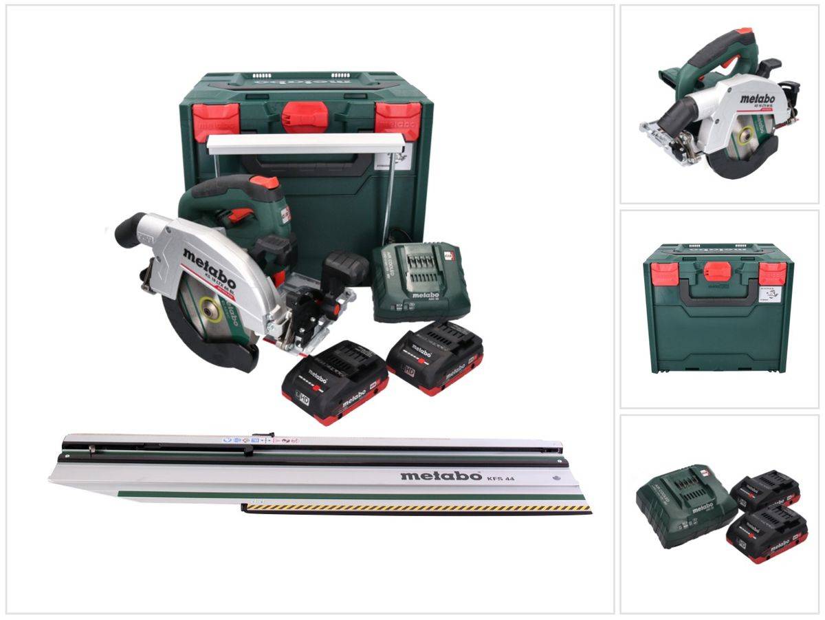 Metabo KS 18 LTX 66 BL Akku Handkreissäge 18 V 165 mm + 2x Akku 4,0 Ah + Ladegerät + Kappschiene + metaBOX